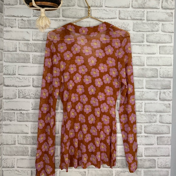 Free People // floral button down sheer long sleeve top - Picture 8 of 9